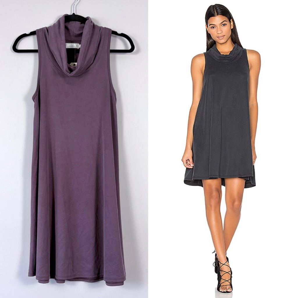 Nation Ltd Flo Cowl Neck Sleeveless Modal Blend Mini Shift Dress Xs